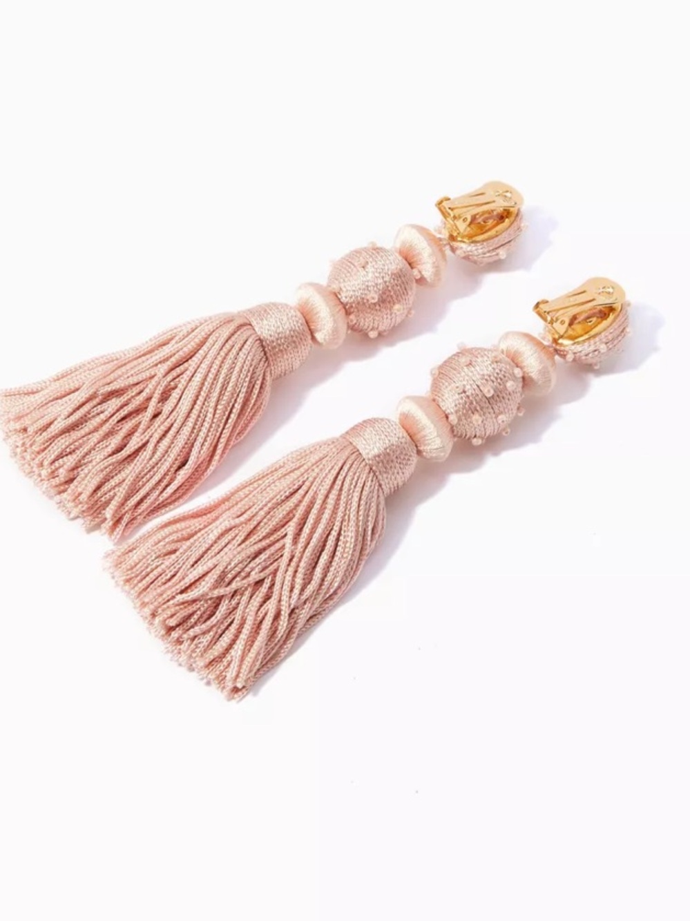 Oscar de la Renta Pink Dot Ball Tassel Earrings - Picture 10 of 16